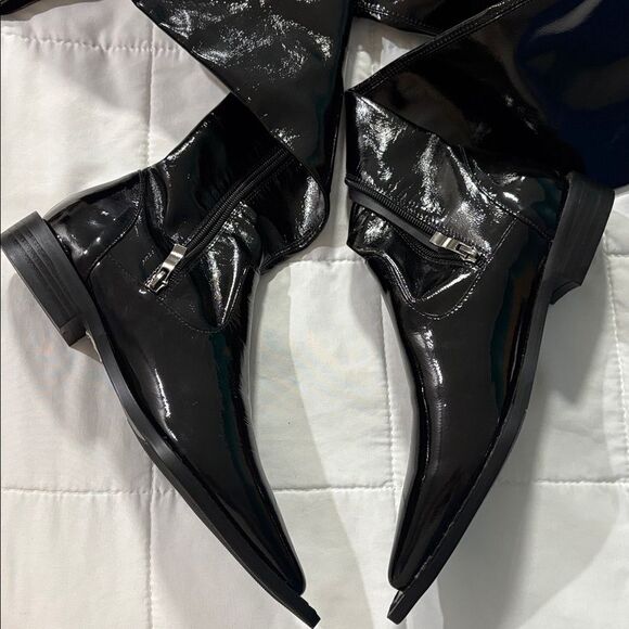 Custom Shoes black patent over the knee point toe boot - Picture 4 of 5